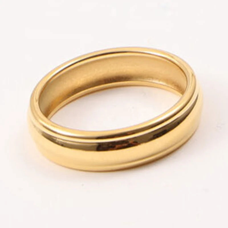 New Arrivals Women Fashion Minimalist Dainty Jewelry 18k Gold Plated Stainless Steel Three Cambered Surface Ring