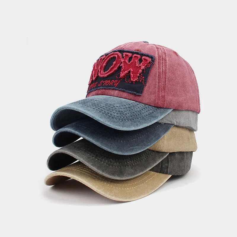 Fashion Men Push Patch Embroidery  Sunshade Summer Color Match Soft Curved Brim Logo Cotton Baseball Cap Washed Sport Cap