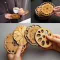 Lotus Leaf Shape Drink Coasters Mat Bamboo Round Cup Table Mat Tea Coffee Mug Placemat Home Decoration Kitchen Accessories