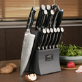 Nanfang Brothers 14 Pieces Damascus Utility Chef's Knives Kitchen Knife Set with Sharpener Wooden Knife Block