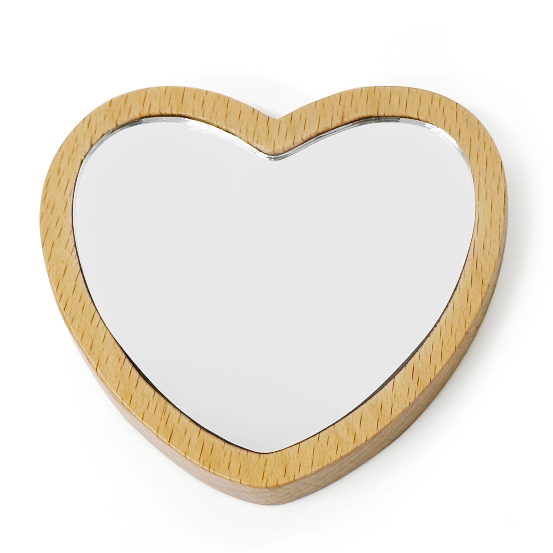 Wooden Pocket Mirror Wood Maded Makeup Compact Mirror Heart Round Square Oval Hand Mirror