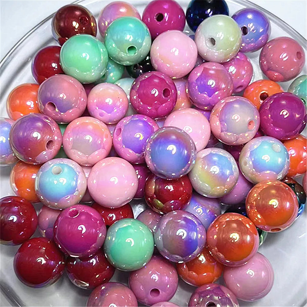 New Style 16mm DIY Polychromatic Perforated Acrylic Round Beads High Quality CJ Crystal Brand for Jewelry Making