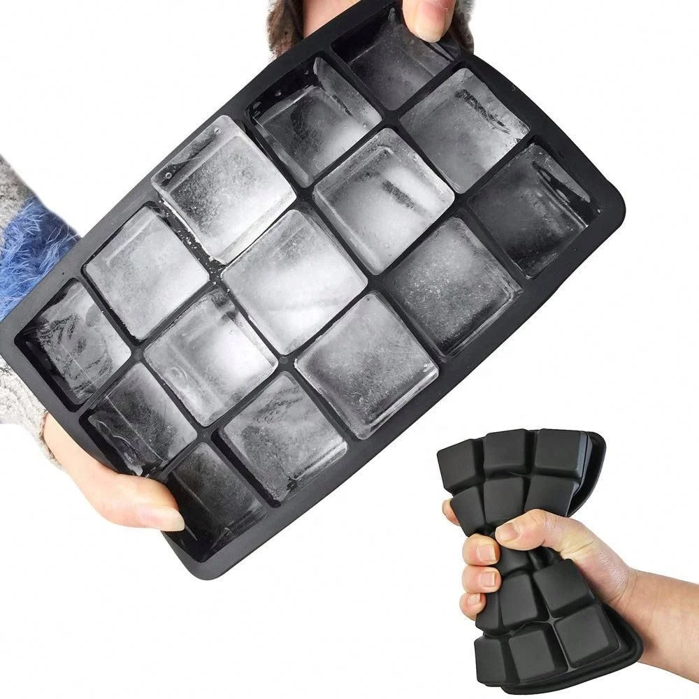 BPA Free Silicone 18 Cavities Square Ice Cube Trays with Lid Silicone Ice Cube Mold