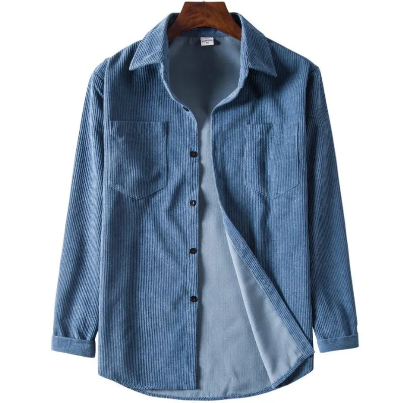 10%OFF M-3XL Autumn New Men's Solid Color Corduroy Long-sleeve Thick Shirt Youth Fashion Trend Casual Single-breasted Cardigan