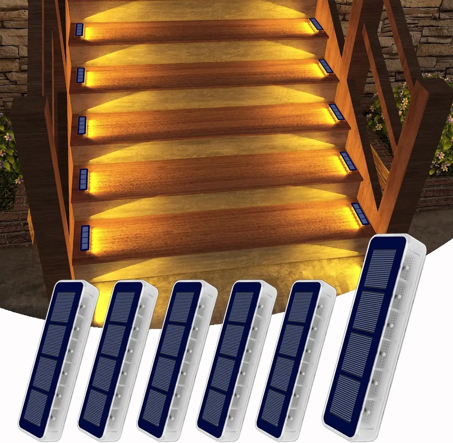 High Brightness IP68 Waterproof Solar LED Step Lights PC 1-Year Warranty 4 Pack Outdoor Garden Path Stairs Lamp Decor Landscape