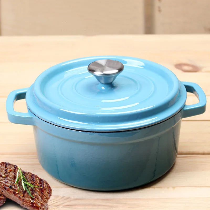 Bright Houseware Metal Cast Iron Enamel Cookware Mini Casserole Eco-Friendly Country Style 18cm Custom Logo Two Ears Handle