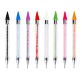 Dual Heads Acrylic Metal Dotting Wax Pen Rhinestones Crystal Acrylic Handle Double Ended Manicure Nail Art Dotting Pen Tool