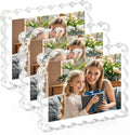 Magnetic Acrylic Picture Frames 5x7 Inch Scalloped Picture Frame with Block Double Sided Clear Frames for Desktop Display