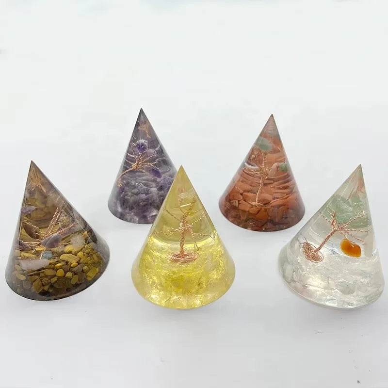 Wholesale Healing Stones Resin Crystal Gravel Organ Pyramid Orgonite Energy Pyramid for Meditation