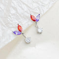 Stainless Steel Colored Zircon Drop Earrings Surprise Gift Fashion Leaf Earrings for Women Wedding Jewelry Accessories Wholesale