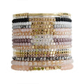 Girls Trendy Miyuki Elastic Faceted Crystal Beaded Bracelet Golden Copper Elbow Acrylic Bracelet for Women Jewelry