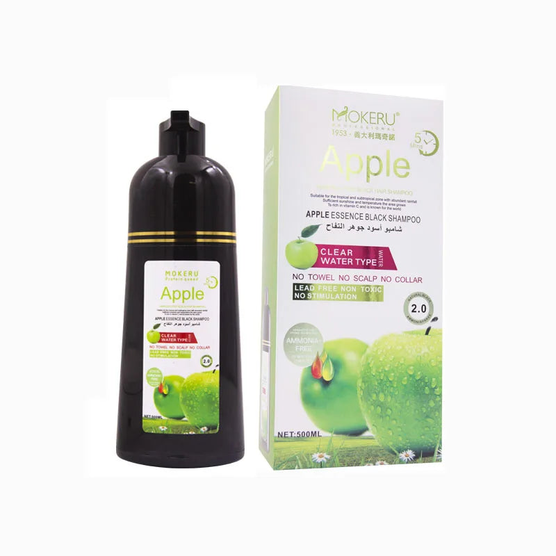Black Hair Dye Shampoo 3 in 1 for Fast Change White Hair Black Permanent Naturally Non Allergic apple Black Hair Color Shampoo