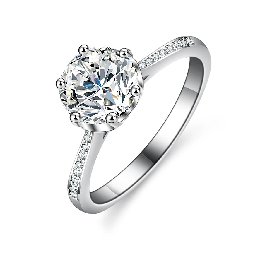 Fine Fashion Diamond Jewelry Solitaire 2 Carat D Color Diamond S925 Sterling Silver VVS1 Moissanite Engagement Ring for Women
