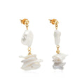 OEM Wedding Jewelry Gold Drop Earrings With New Irregular Freshwater Pearls Korean Stainless Steel Wholesale Silver Material