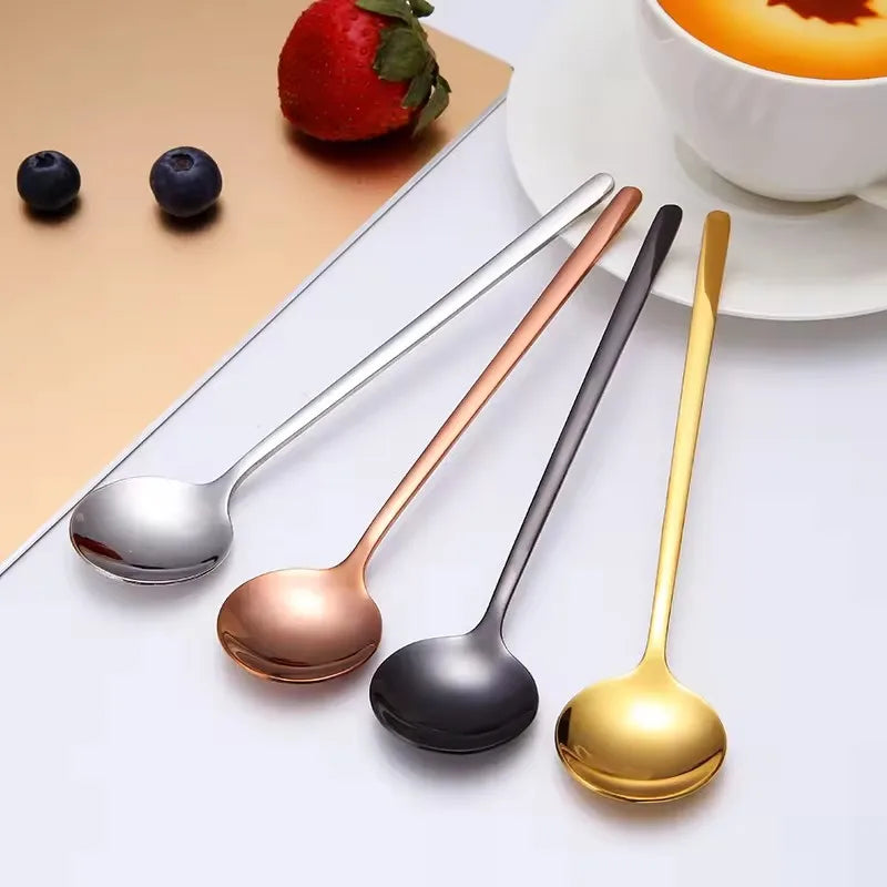 Dishwasher Safe Popular Round Head Silver Gold Rose Gold Ice Cream Coffee Tea Spoon