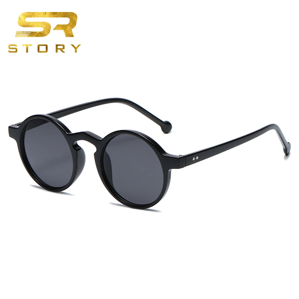 BLS20141 Fashion Brand Designer Trendy Retro Small Circle Black Sun Glasses Green Shades Vintage Round Sunglasses for Women Men
