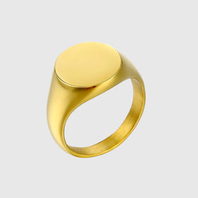 Fashion Jewelry Unisex Personalized Engraved Stainless Steel Ring Chunky Round Signet Ring Custom Rings Jewelry for Men Women