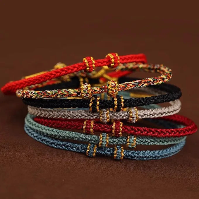 Fashion Hand-Woven Red Rope Bracelet Semi-Finished DIY Jewelry Lucky Bracelet for Men and Women