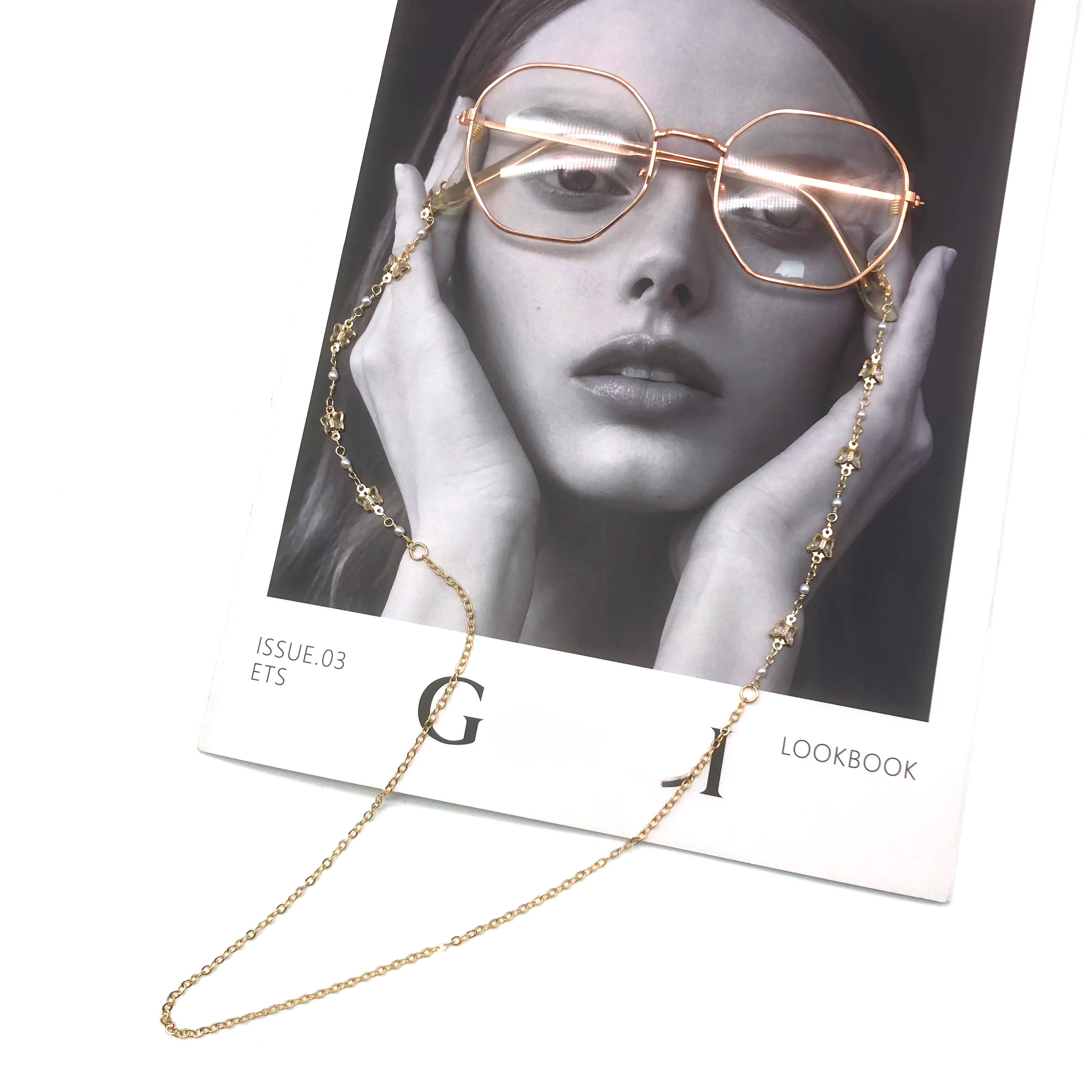 Classic Butterfly Sunglasses Chain Silver Gold Plated Metal Eyeglass Accessories Neck Strap Reading Glasses Chain for Women