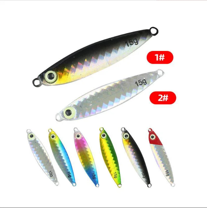 Metal Cast Jig Spoon 7g 10g 15g 20g Shore Casting Jigging Fish Sea Bass Fishing Lure Artificial Bait Tackle Luminous Eyes