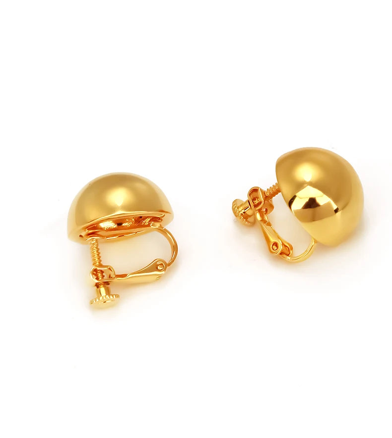 Fashion Jewelry 18k Gold Plated Statement Minimalist Earrings Ladies Trendy Round Ball Earrings for Girls Free Shipping