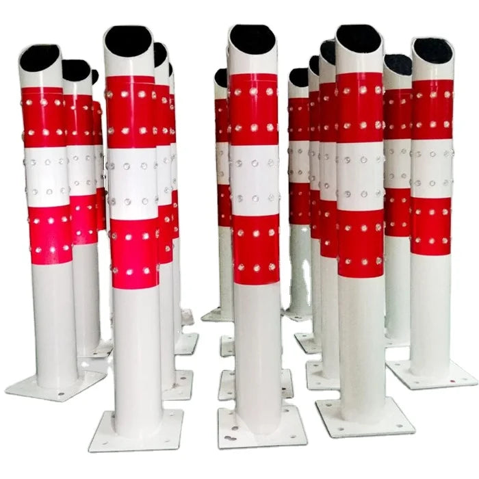 Aluminum Solar Led Traffic Warning Bollard Flashing Warning Pole