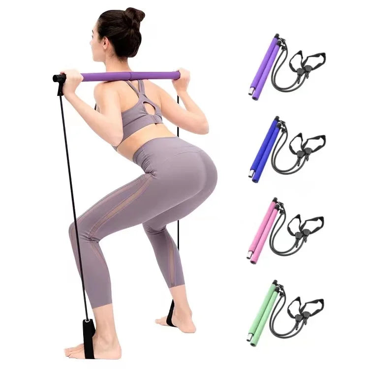 CW PLSB001 Adjustable Pilates Bar & Gymnastic Stick NBR+Steel+Rubber Material 94cm Length Customizable Logo