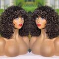 Short Water Wave Bob Wig Vietnamese Natural WaveFringe Water Curls Human Hair Wigs for Women100% Full Machine Wig With Bang