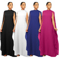 K10675 Best-Selling Party Dresses Women Lady Elegant Pullover Cape Bat Sleeve Pleated Chiffon Long Dresses Women Maxi Dress