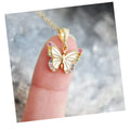 Fashion Vintage No Fade Stainless Steel Chain Jewelry Fine Colorful Zirconia Crystal Butterfly Pendant Necklaces for Women