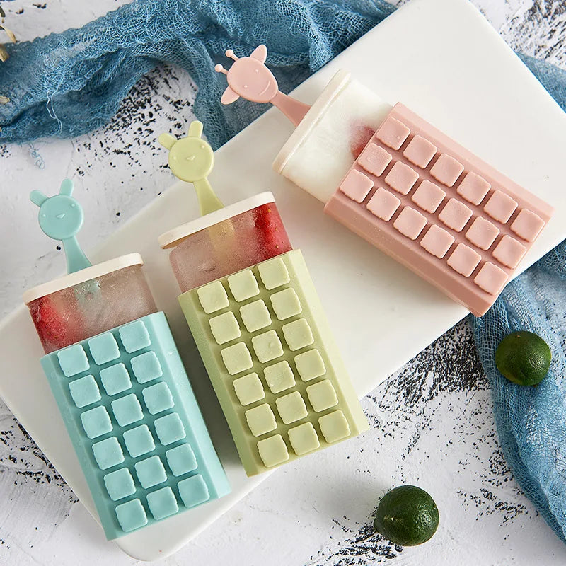 DIY Popsicle Ice Cream Mold Cartoon Blocks with Lid Homemade Creative Ice Cream Bar Ice Tools