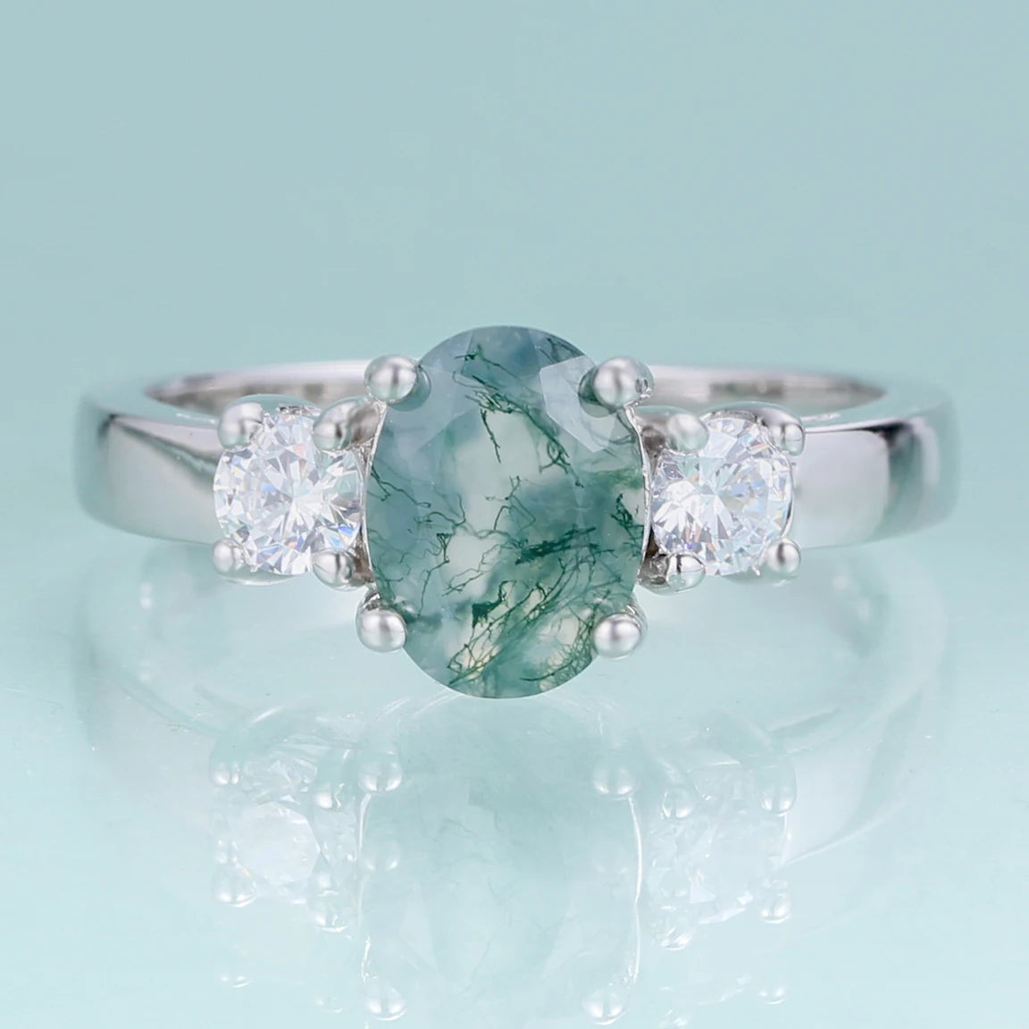 A246 Abiding Jewelry Competitive Pricing 925 Sterling Silver Wedding Affordable Ring Manufacturer Moss Agate Unique Ring