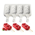 4 Cavity Baking Mini Silicone Ice Cream Molds Popsicle Molds Homemade Cake Chocolate Cakesicle Mold for DIY Ice Pops Oval