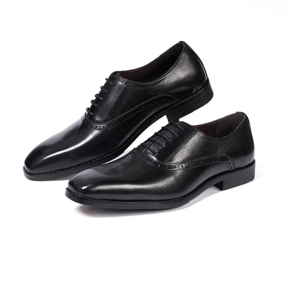 Luxury New Arrival Men Leather Oxford Dress Leather Hand Patina Shoes Lace-Up Round Toe Formal Business Office Quality Shoes