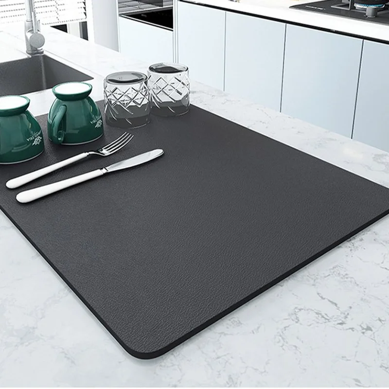 Super Absorbent Anti-slip Coffee Dish Large Kitchen Absorbent Draining Mat Drying Mat Quick Dry Bathroom Drain Pad