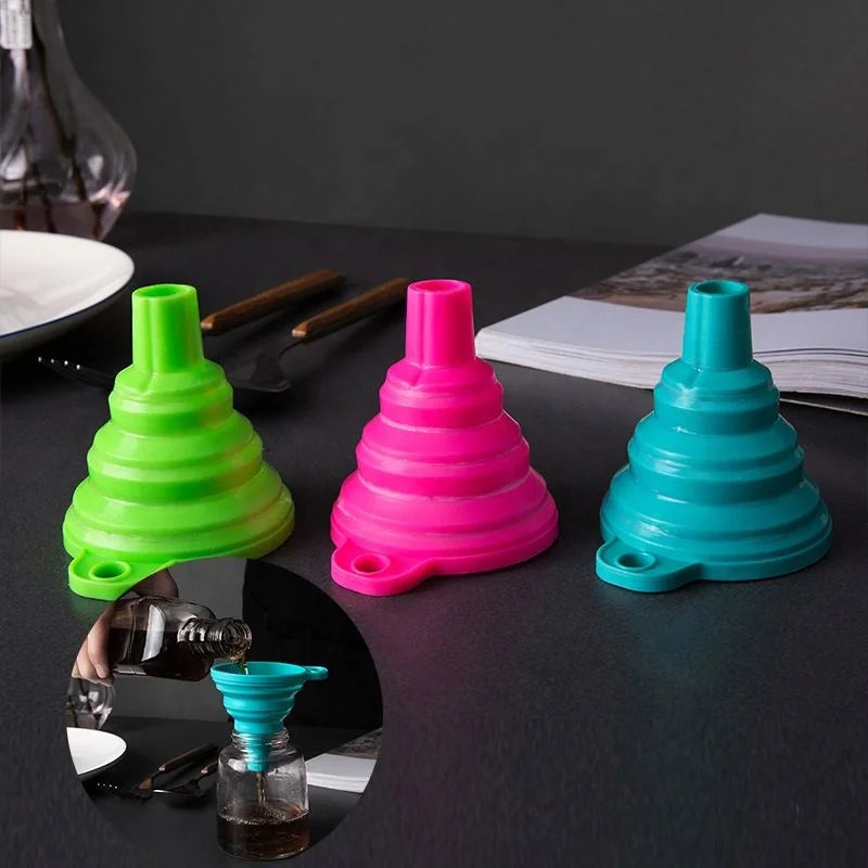 New Fashion Silicone Folding Telescopic Long-necked Funnel Kitchen Oil Leak Creative Household Liquid Dispensing Mini