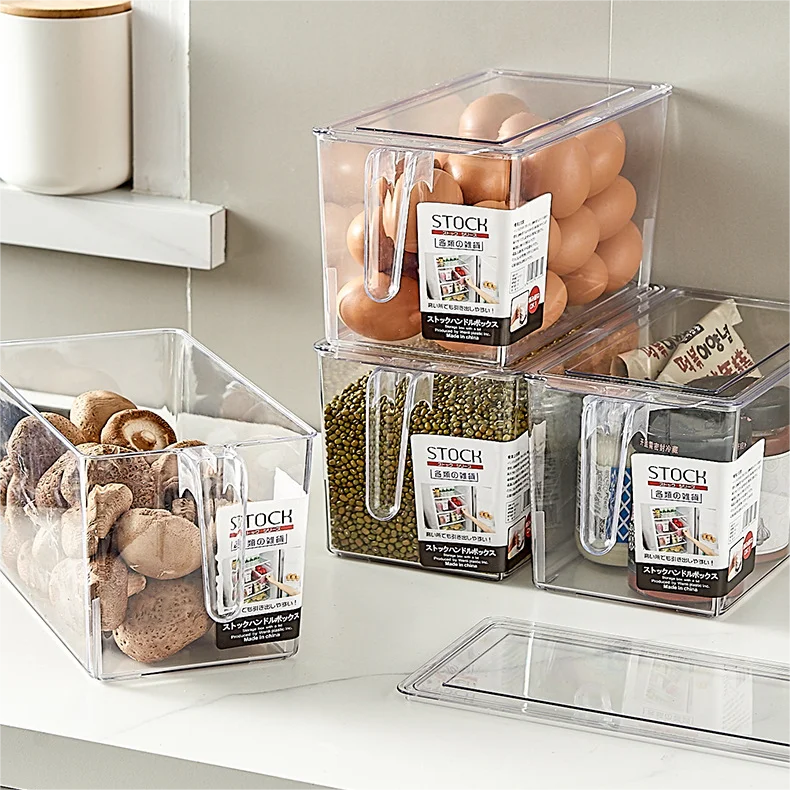 Plastic Storage Bins Large Size Multi-Use Organizer Bins Built-In Handles BPA-Free  Pantry Organization