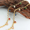New Colorful Gemstone Heart Charm Necklace Cupid Cut Zircon Inlaid PVD 18K Gold Unique Strand Chain Clavicle Necklace for Women