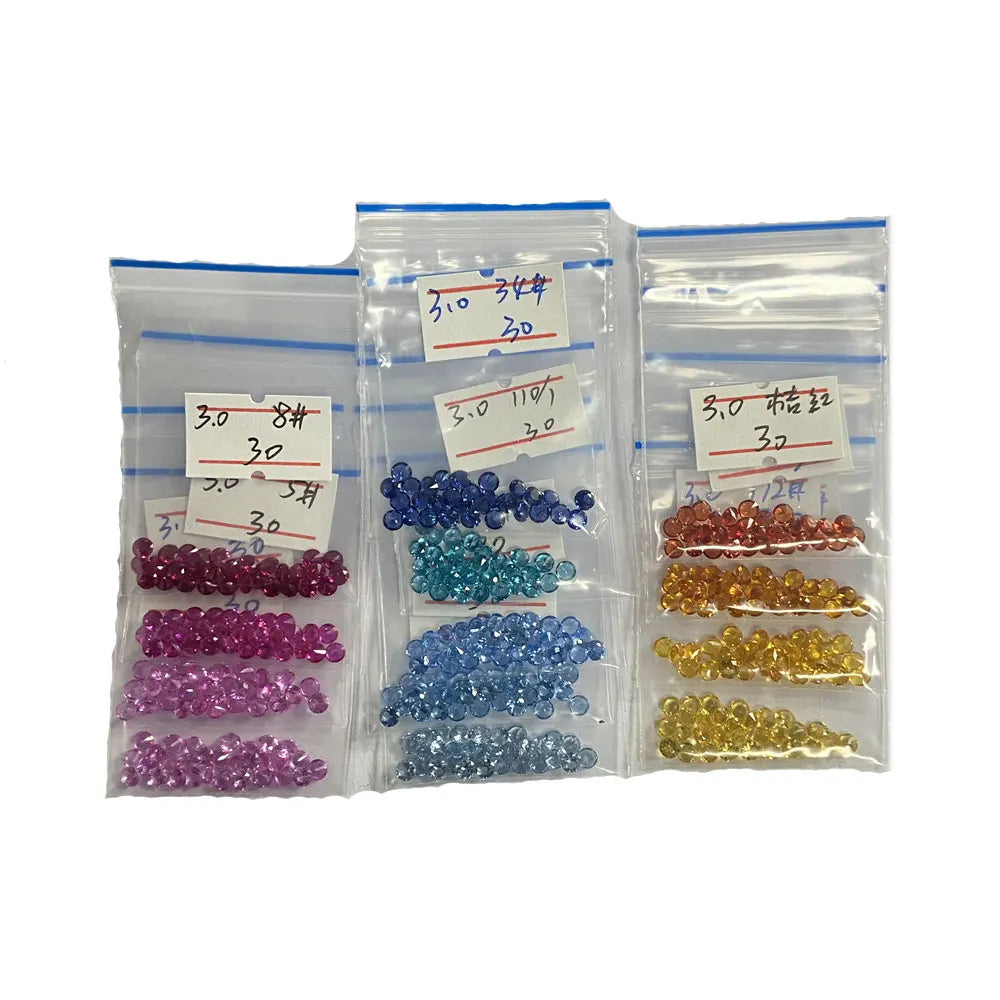 Round Brilliant Cut 3mm Synthetic Corundum Rainbow Gemstone 13 Colors Lab Sapphire Stones for Jewelry Making