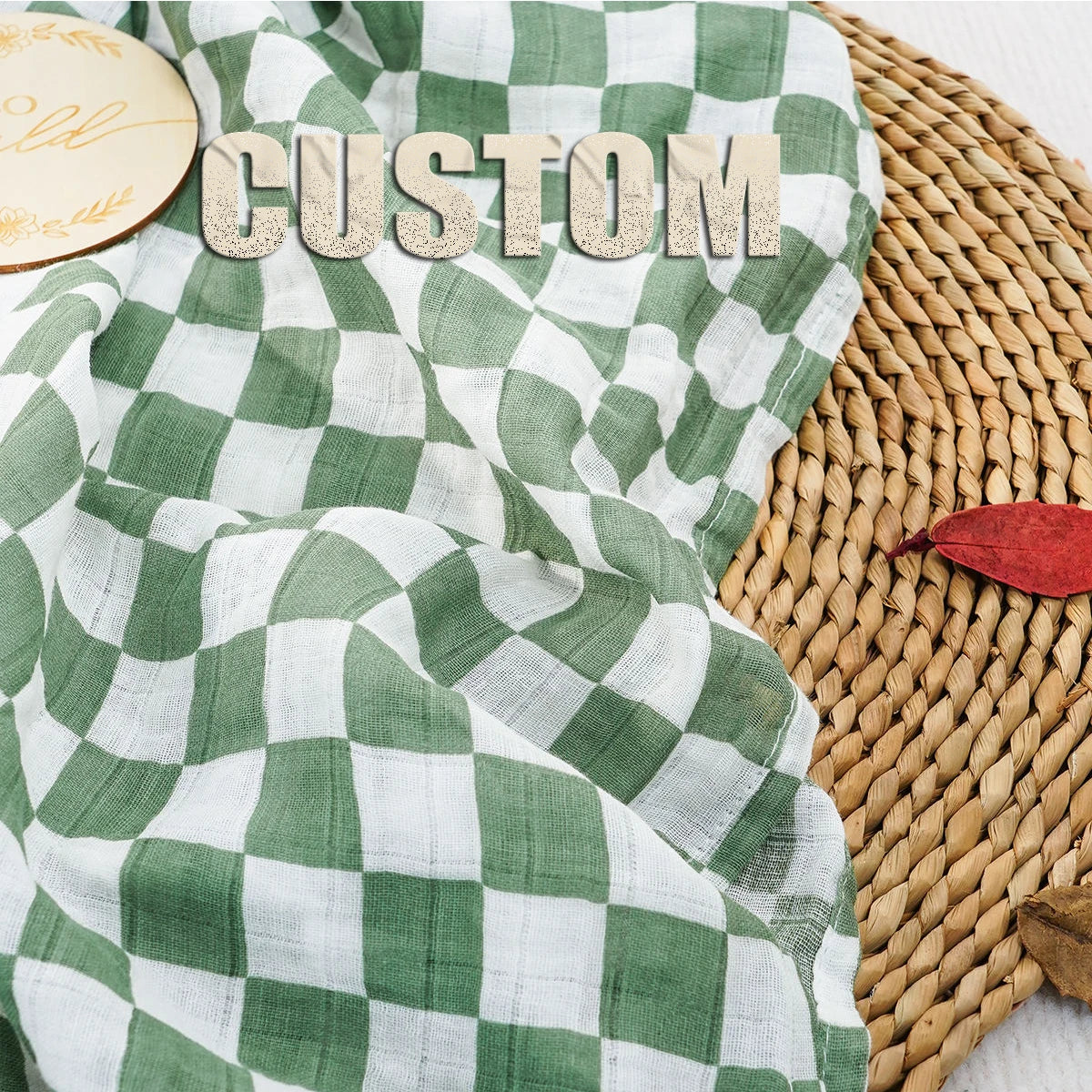 100% Cotton Customized Baby Muslin Swaddle Blanket Soft Floral Print Folded Bedding for Summer Organic Silk for Kids Christmas