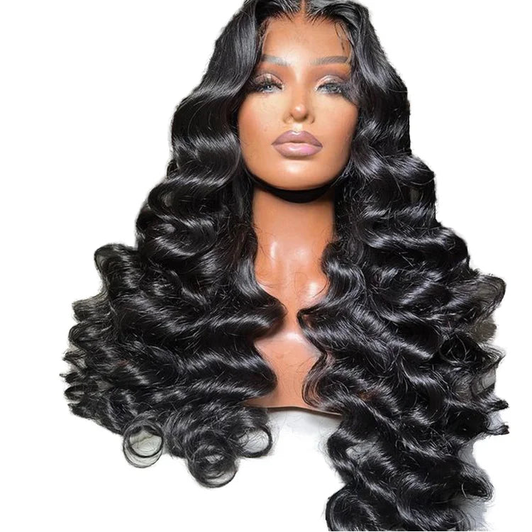 X-TRESS 13*4 Loose Deep Wave Lace Front Natural Human Hair Wigs Glueless Brazilian Virgin Long Curly Wig with BabyHair Wholesale
