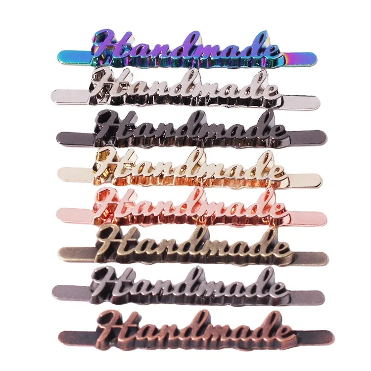 Custom Handmade Letter Embossed Metal Emblems Multicolor Handbag Accessory Metal Alphabet Plate