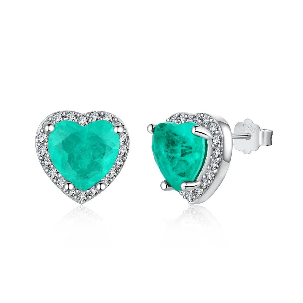 Luxury 925 Sterling Silver Jewelry Palaiba Love  Earrings Blue Zirconia Earrings