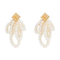 French Retro Baroque S925 Silver Needle Hand-Woven Tassel Natural Freshwater Pearl Earrings Gold Vintage for Wedding Party