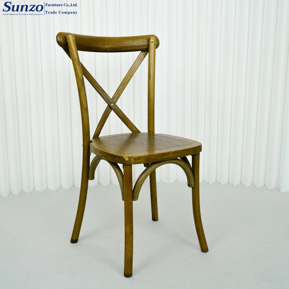 Wedding Chair Party Restaurant Hotel Chair Solid Wood Cross Back Chair for Event Rental