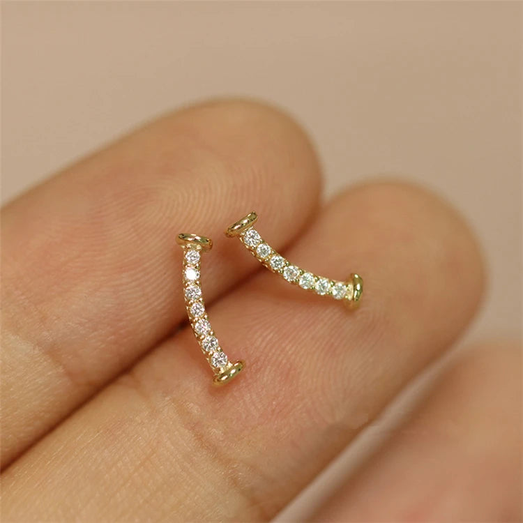 Fashion Girls Luxury Shiny Jewelry Gold Plating Sterling Silver Smile Stud Earrings