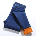 Autumn Winter Warm Jeans for Women Slim Straight Plus Velvet Thick Denim Trousers Stretchy Casual Long Pants