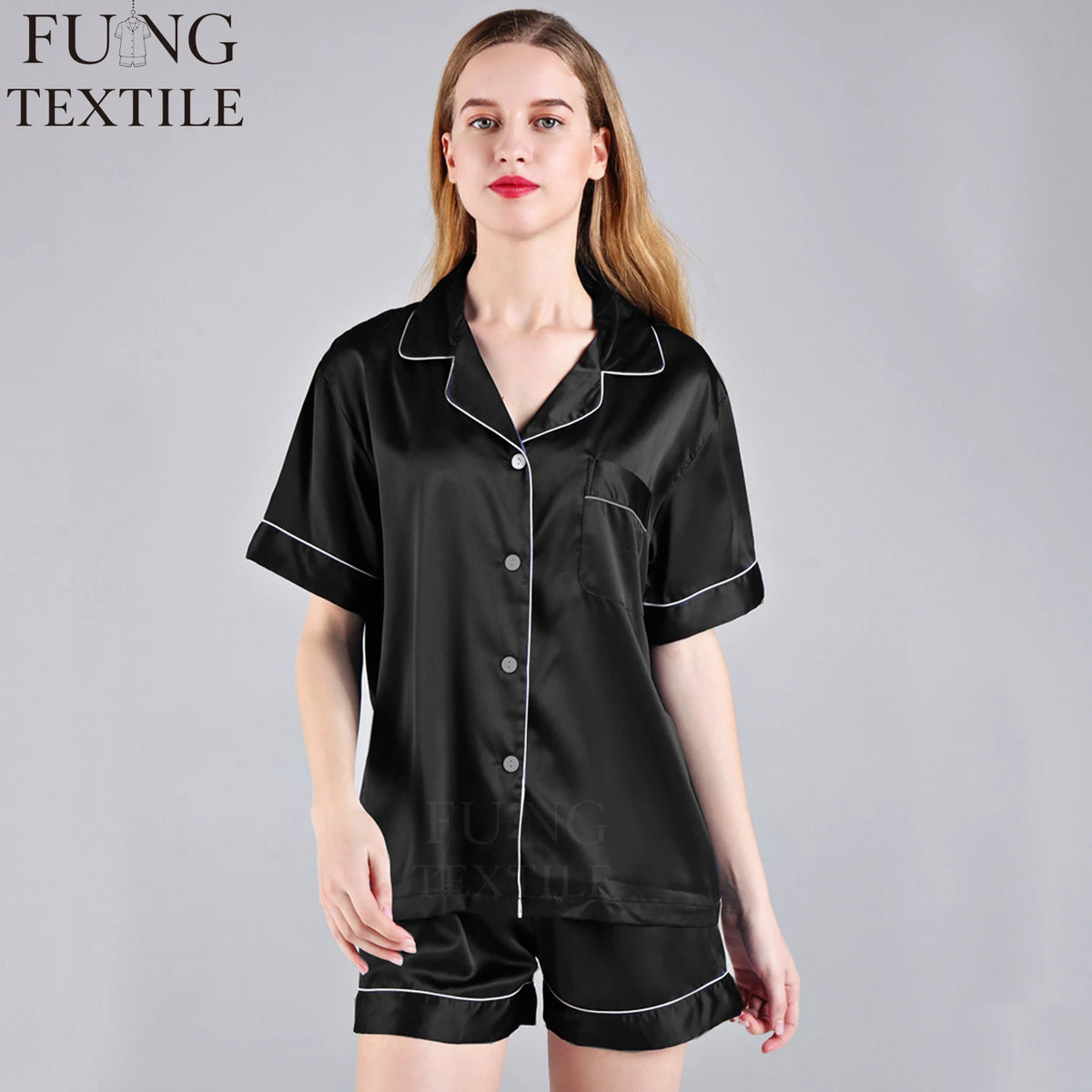 FUNG 3034 Top Quality Satin Pajama Ladies Pajamas China Wholesale Sleepwear Family Pajama Party MegaBDM
