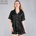 FUNG 3034 Wholesale Women Silk Satin Short Pajamas Set Pijamas With Short Sleeve Sleepwear MegaBDM
