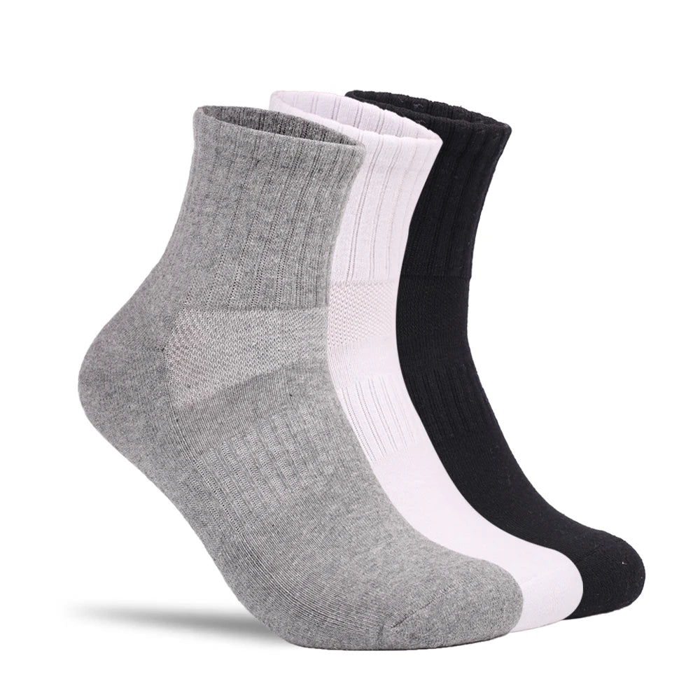 Hot Selling New 100% Cotton Socks Custom LOGO Men's Sports Protection Socks Terry Cushion Athletic Compression Mid Crew Socks